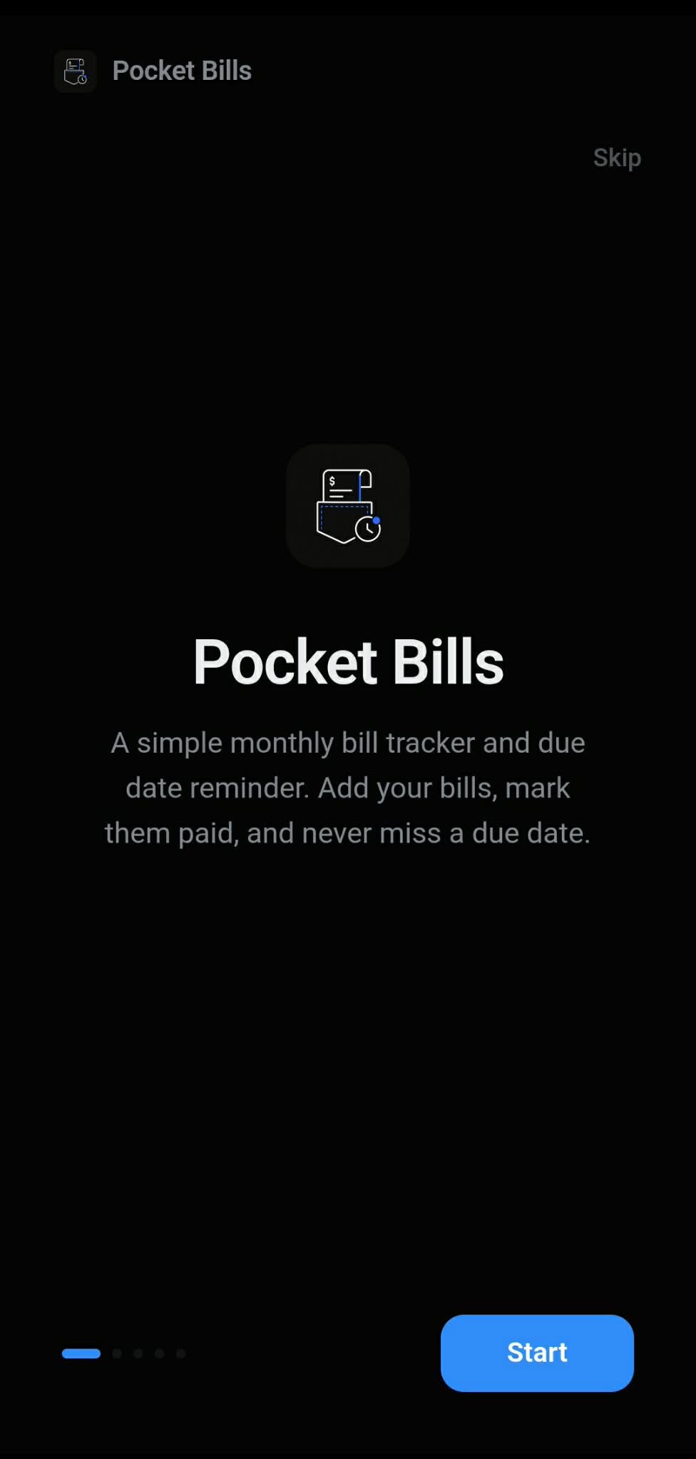 Pocket Bills calendar