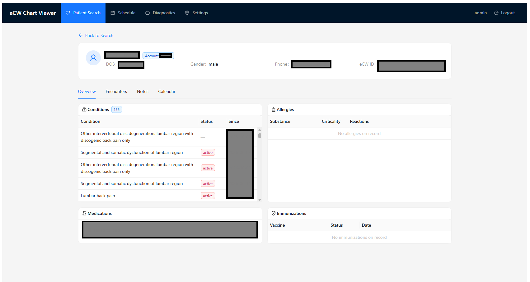 Clinical staff dashboard